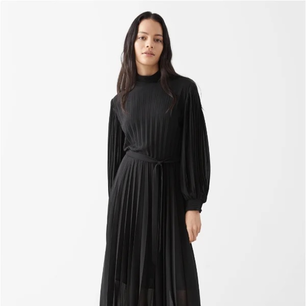 & Other Stories Assymetric Belted Plisse Dress